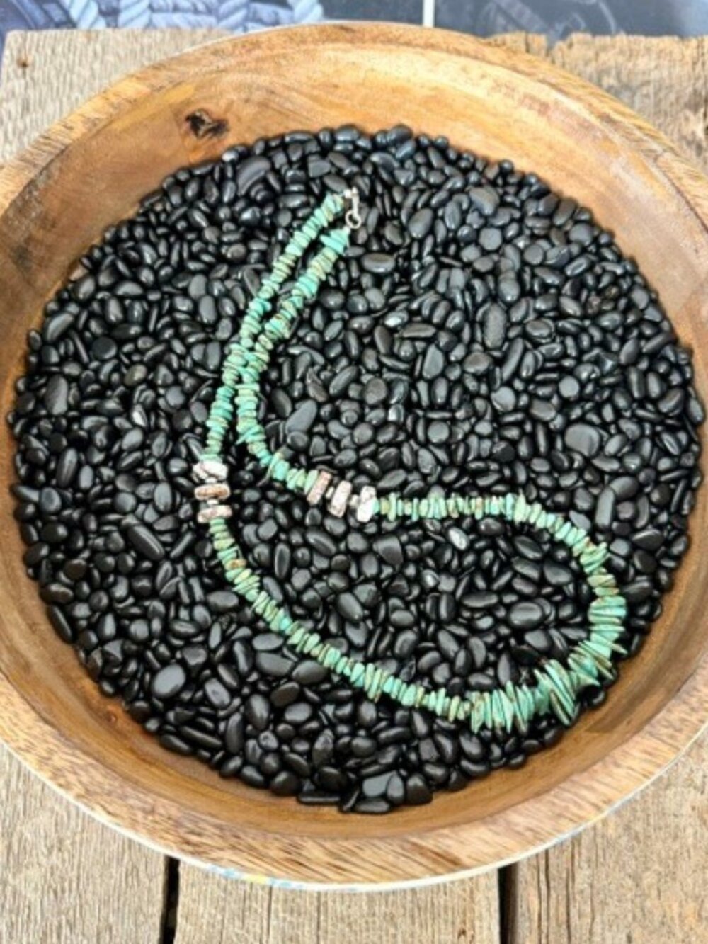 Wild Horse Jasper & Green Campitos Turquoise Necklace with Navajo Pearls